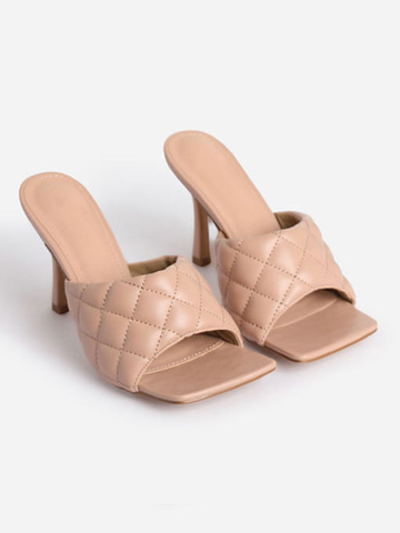 Клетчатые босоножки на высоком каблуке